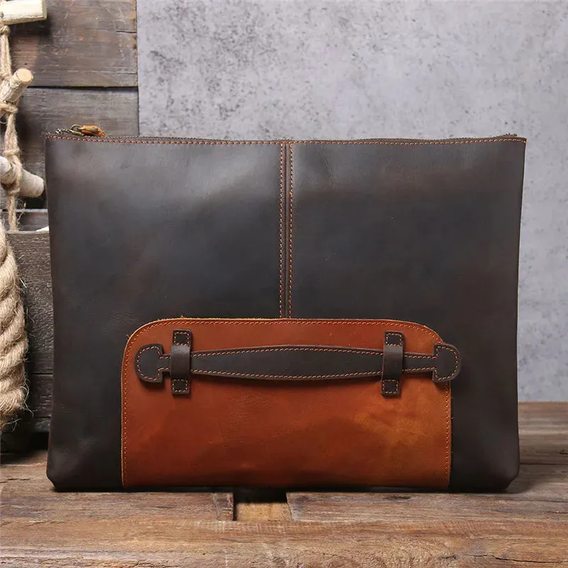 Large Capacity Leather Laptop Bag for Men with Retro Style