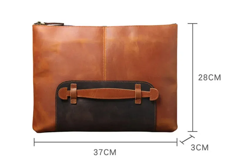 Large Capacity Leather Laptop Bag for Men with Retro Style