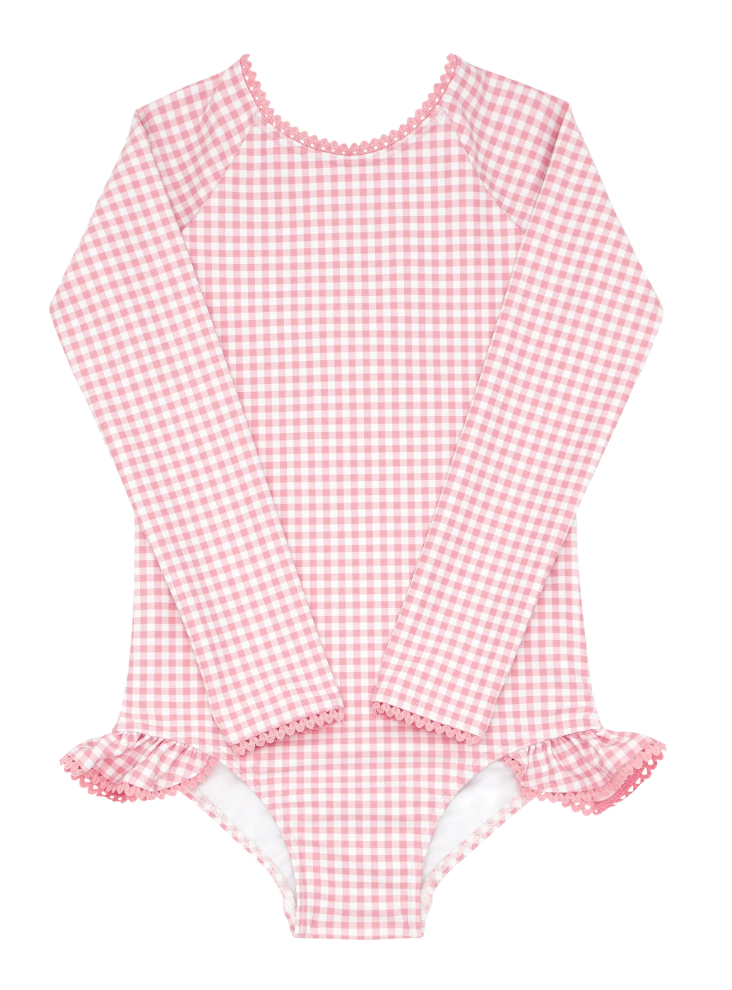 Minnow Girls Guava Gingham One-piece Rashguard