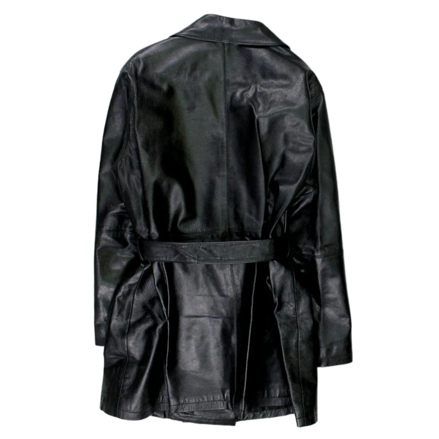 Modern Classics Black Double Breasted Leather Coat Fashion Trend