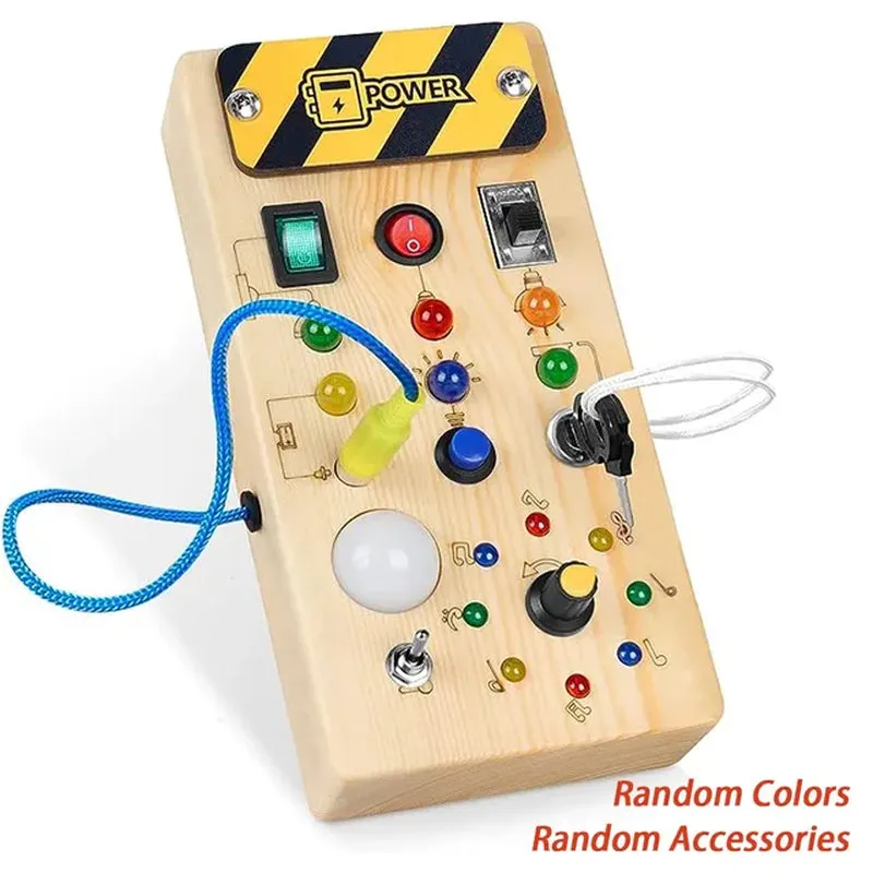 Montessori Sensory Busy Board with LED Light Switch | Travel Activity Games for Children Age 2-4