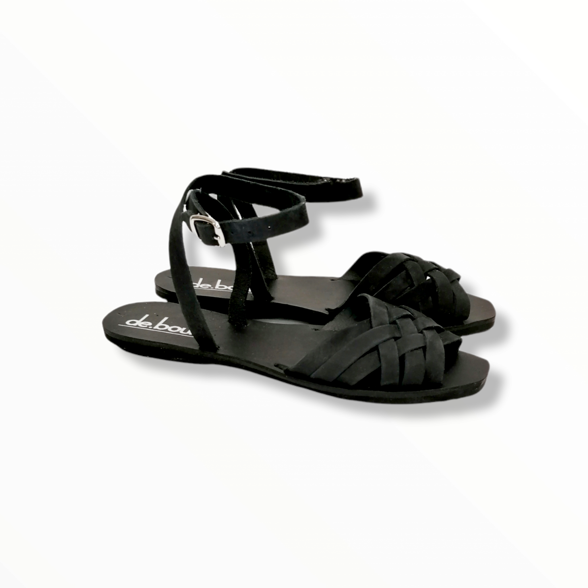 Myrto black leather sandals for women