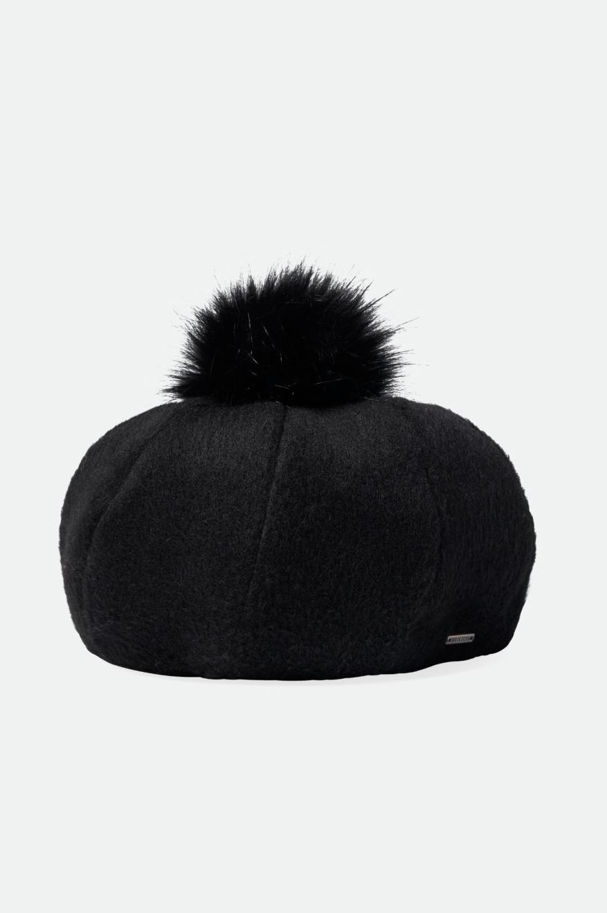 Natalie Black Oversized Pom Beret