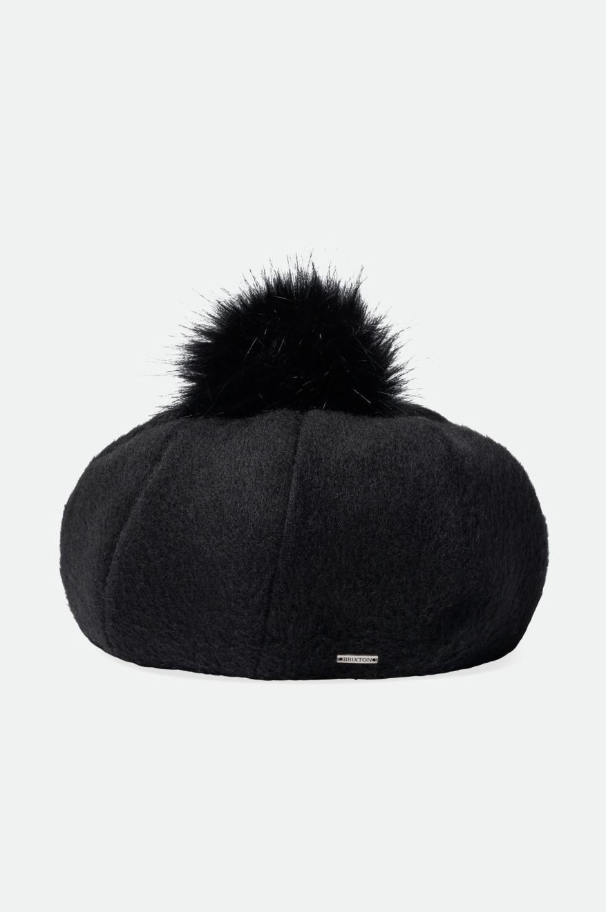 Natalie Black Oversized Pom Beret