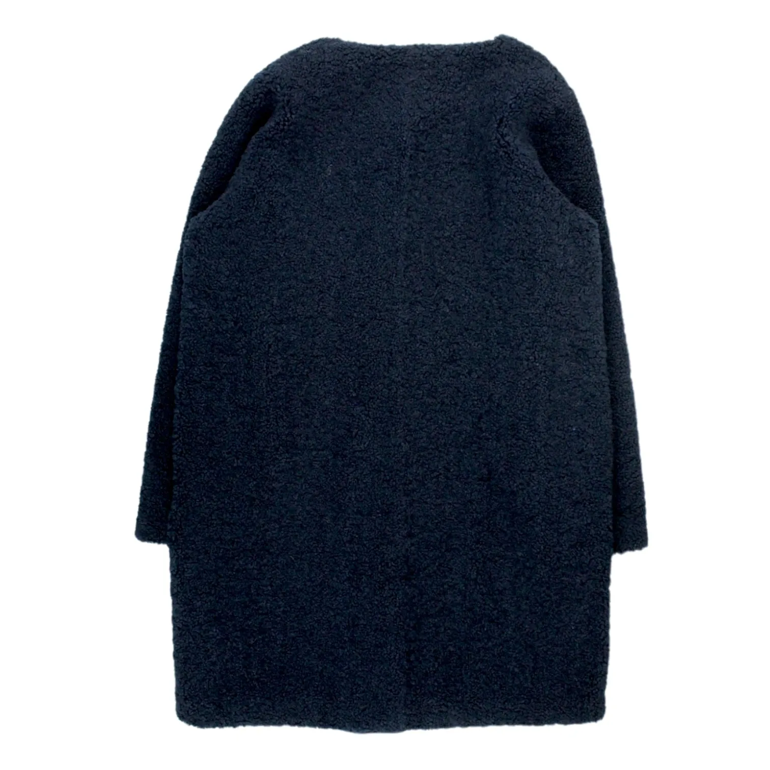 Navy Collarless Teddy Coat by Hush