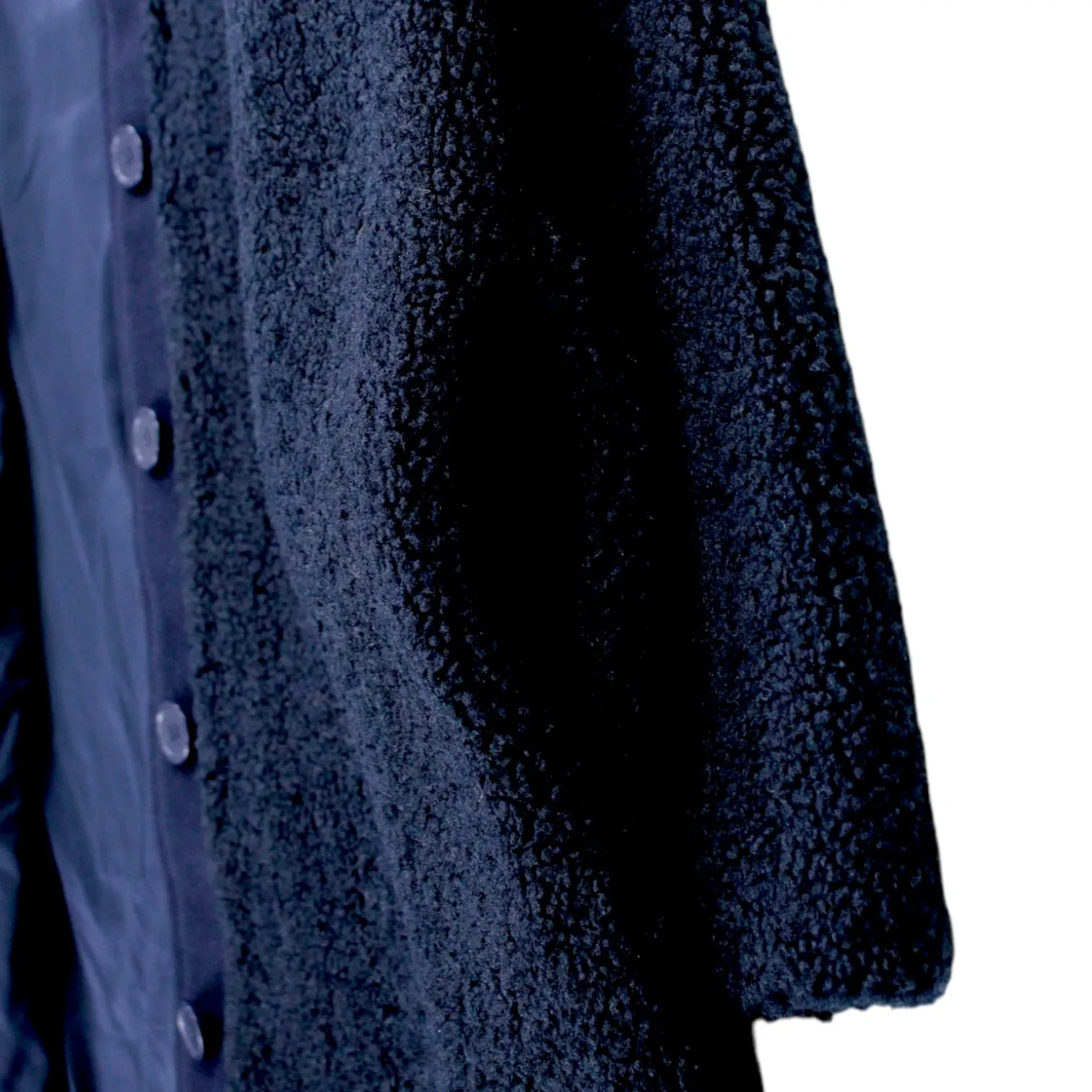 Navy Collarless Teddy Coat by Hush