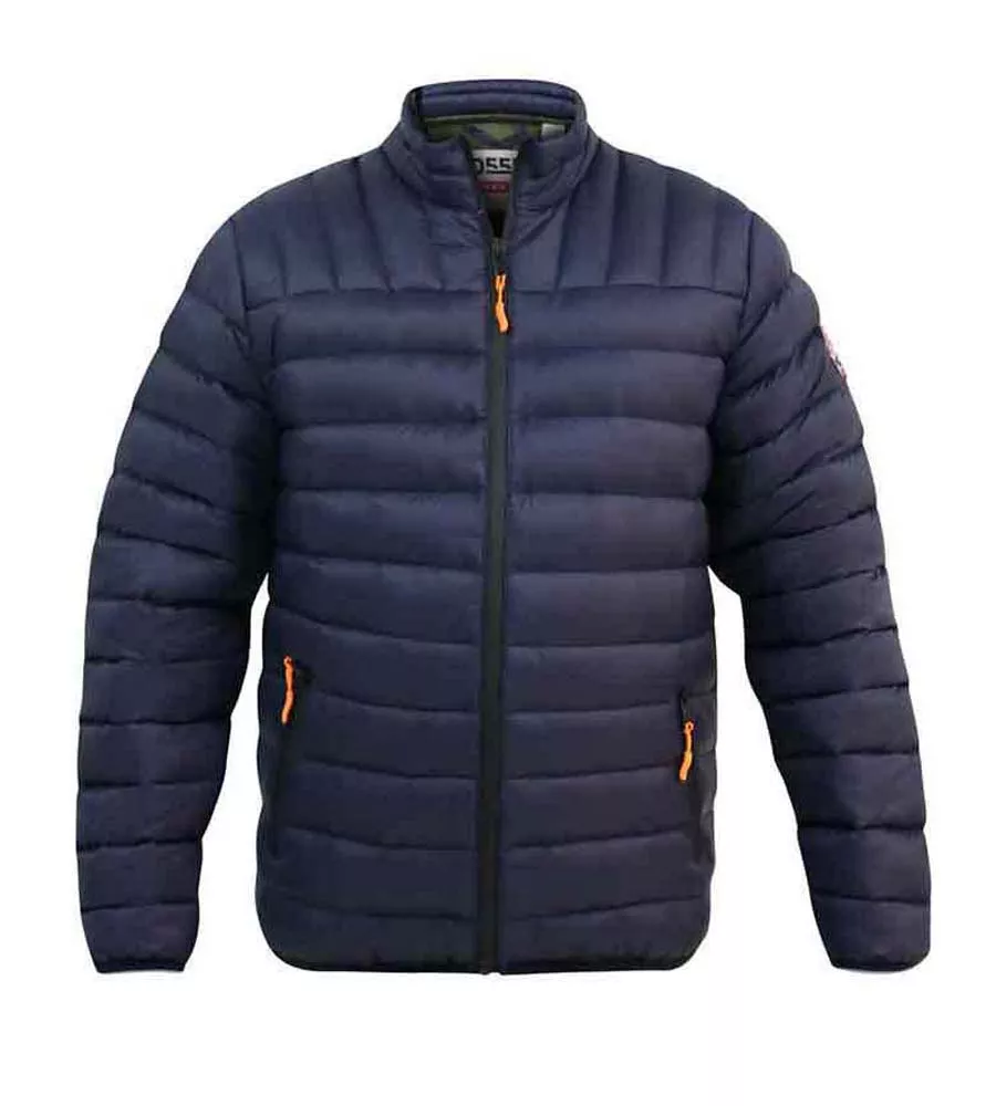 Navy Puffer Jacket for Men with Sleeve Patch by D555 (LIMEHOUSE 1)