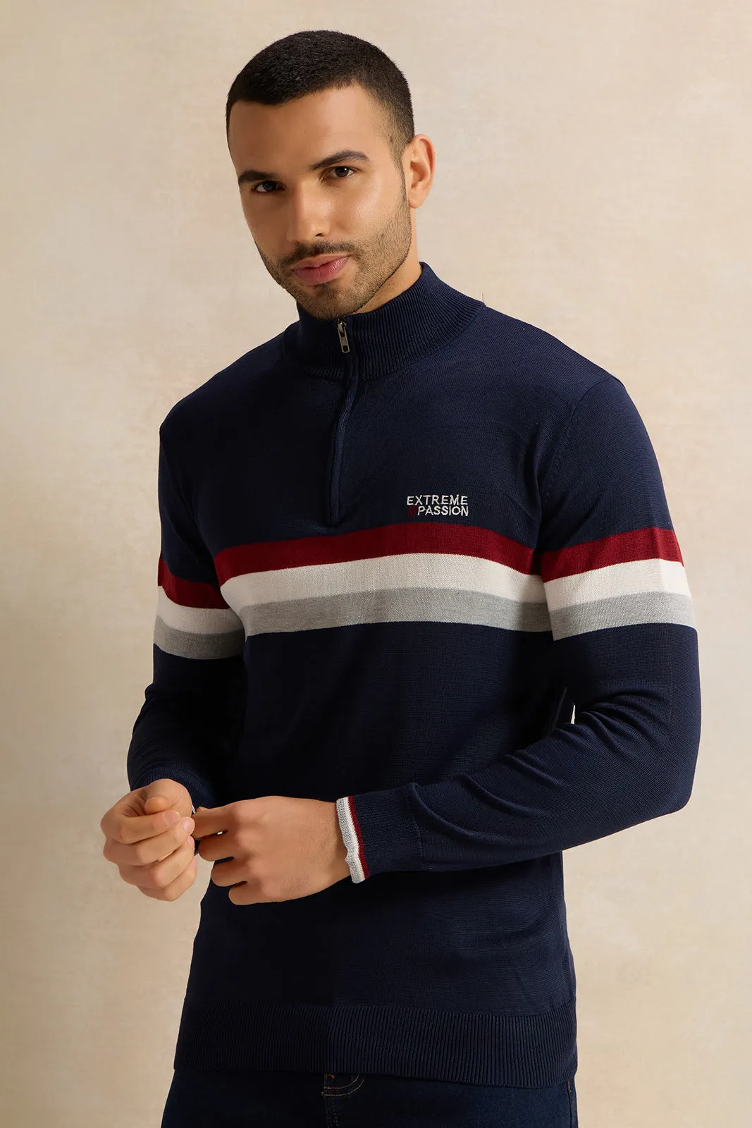 Navy Striped Sweater Men