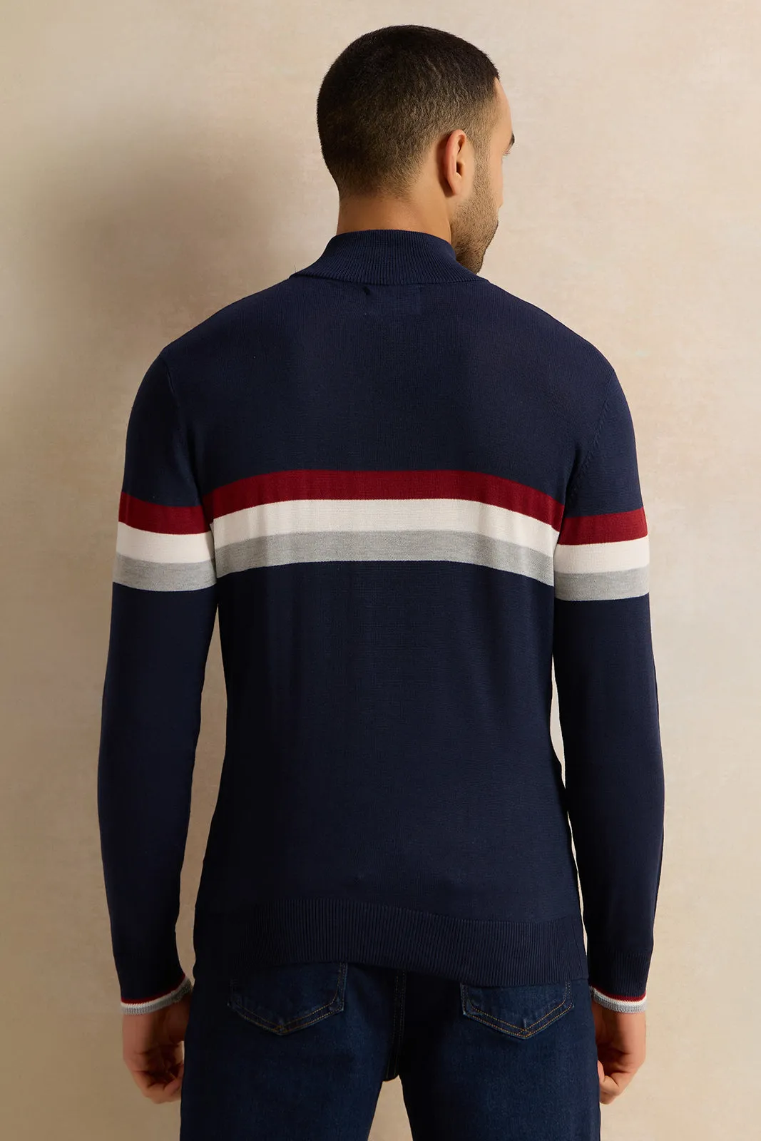 Navy Striped Sweater Men