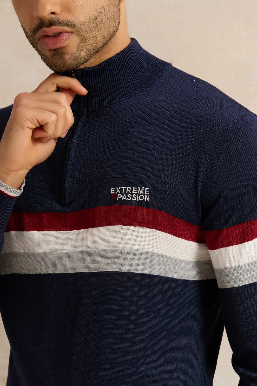 Navy Striped Sweater Men