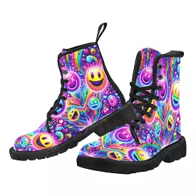 Neon Rave Canvas Boots for Women