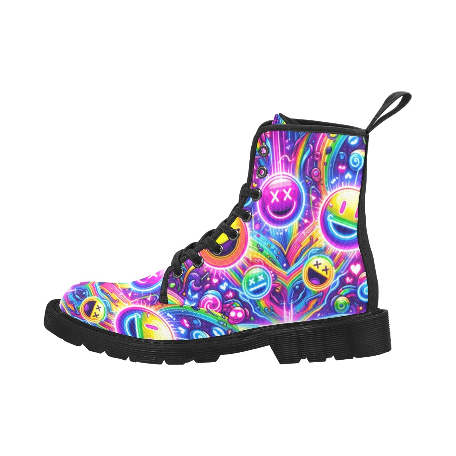 Neon Rave Canvas Boots for Women