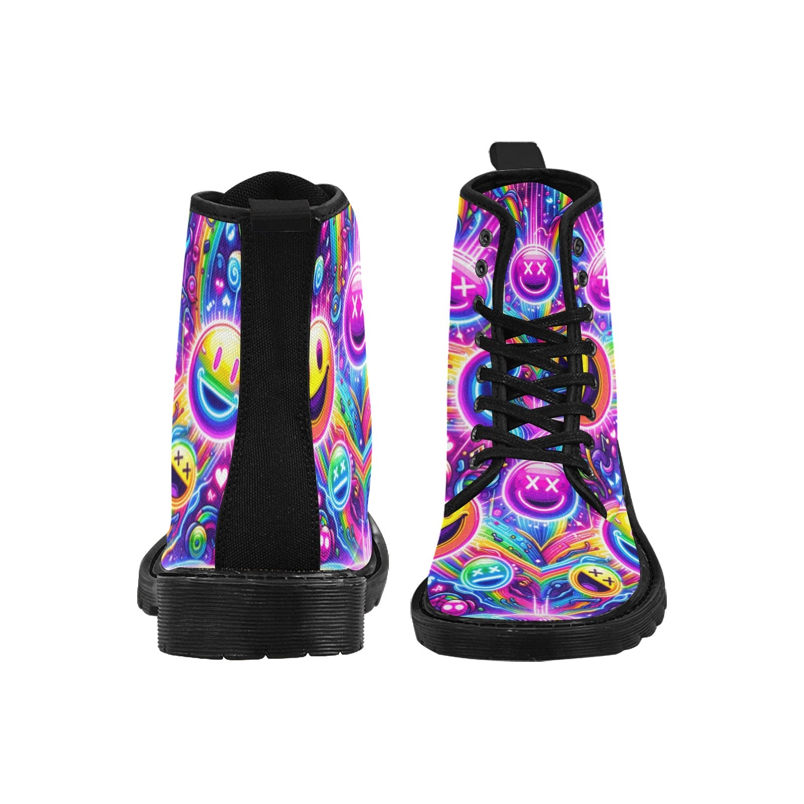 Neon Rave Canvas Boots for Women