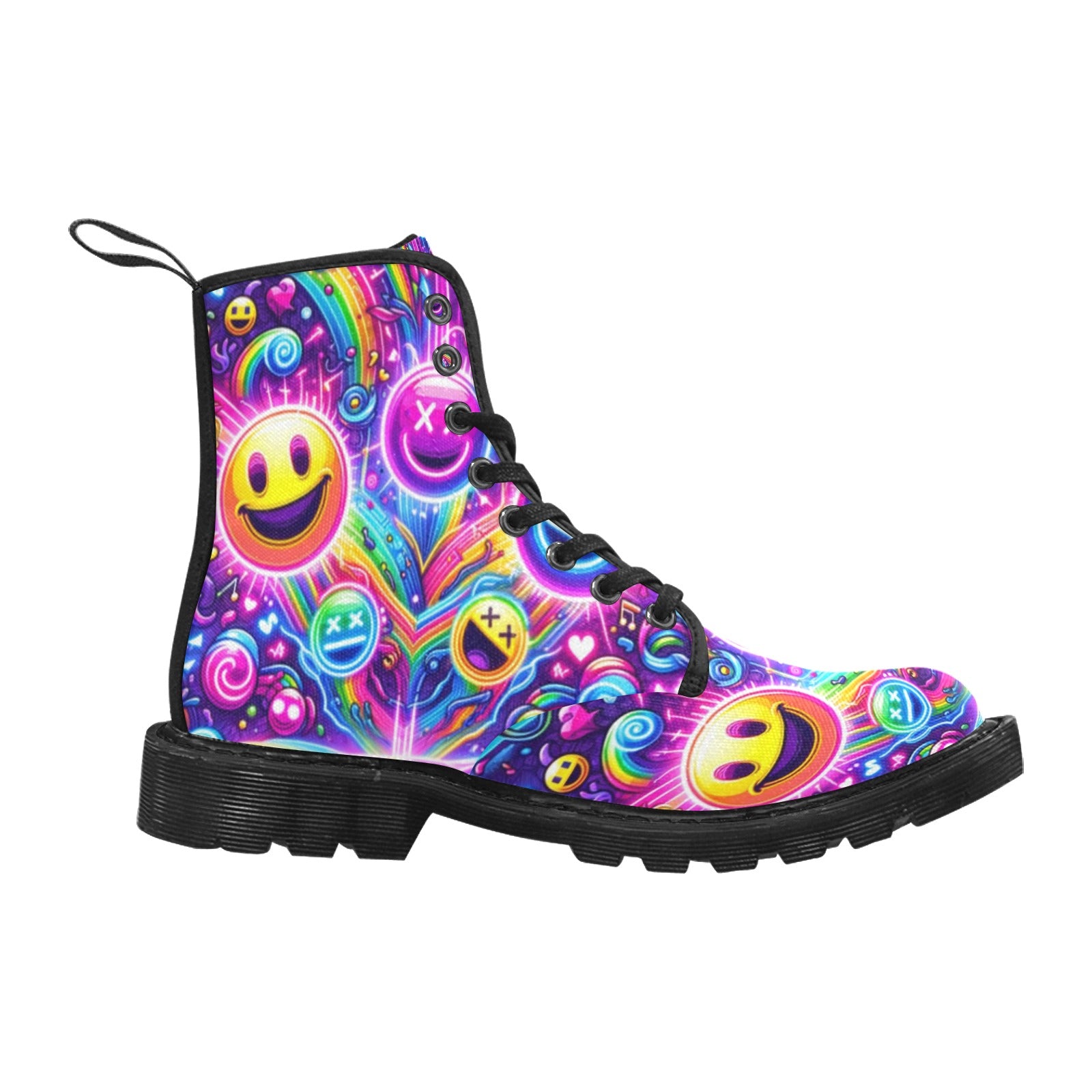 Neon Rave Canvas Boots for Women