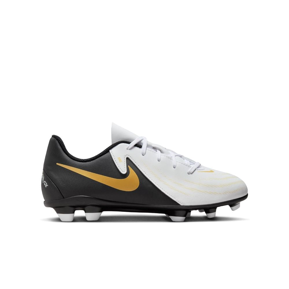 Nike Phantom GX II Club FG Junior Football Boots - White/Black/Metallic Gold