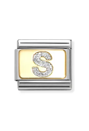 Nomination Classic Link Glitter Letter S Gold