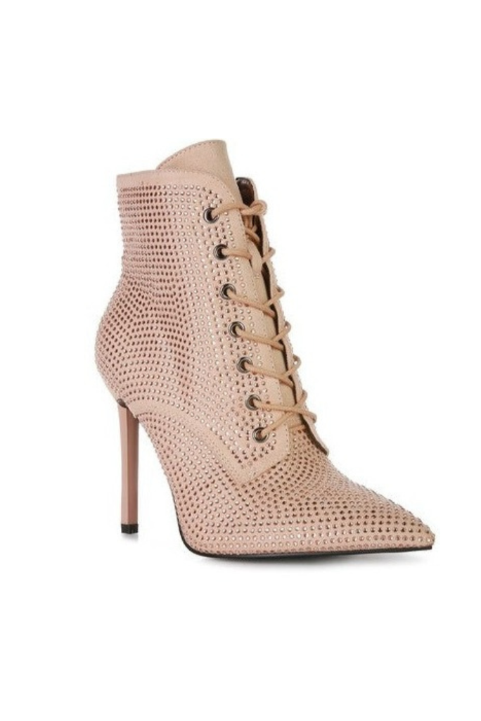 Nyra Stone Lace-Up Booties - Buy Now