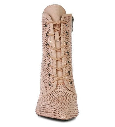 Nyra Stone Lace-Up Booties - Buy Now