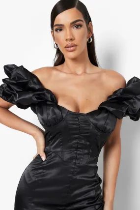 Off The Shoulder Extreme Ruffle Corset Mini Dress