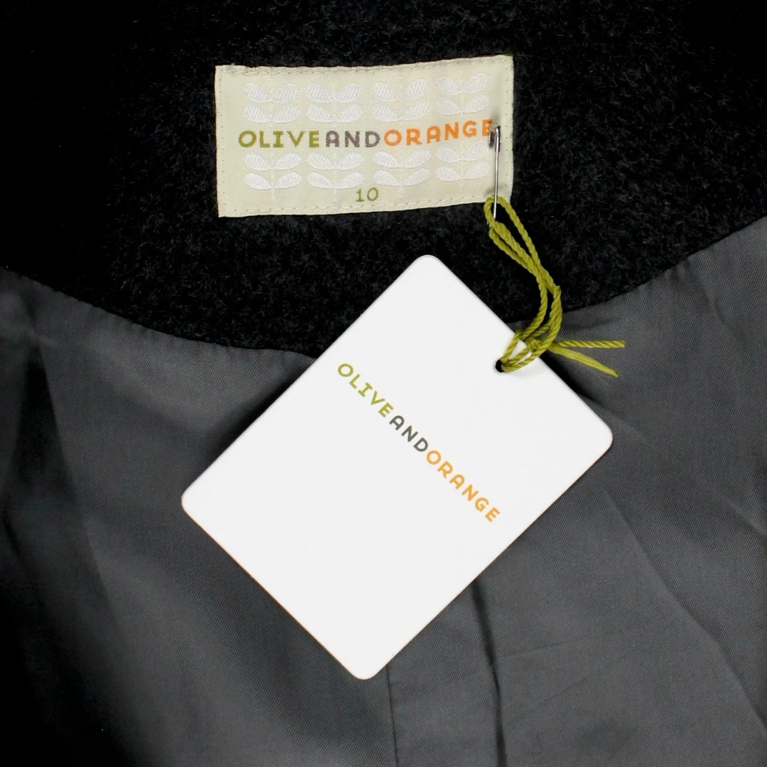 Olive & Orange Black Tie Detail Coat