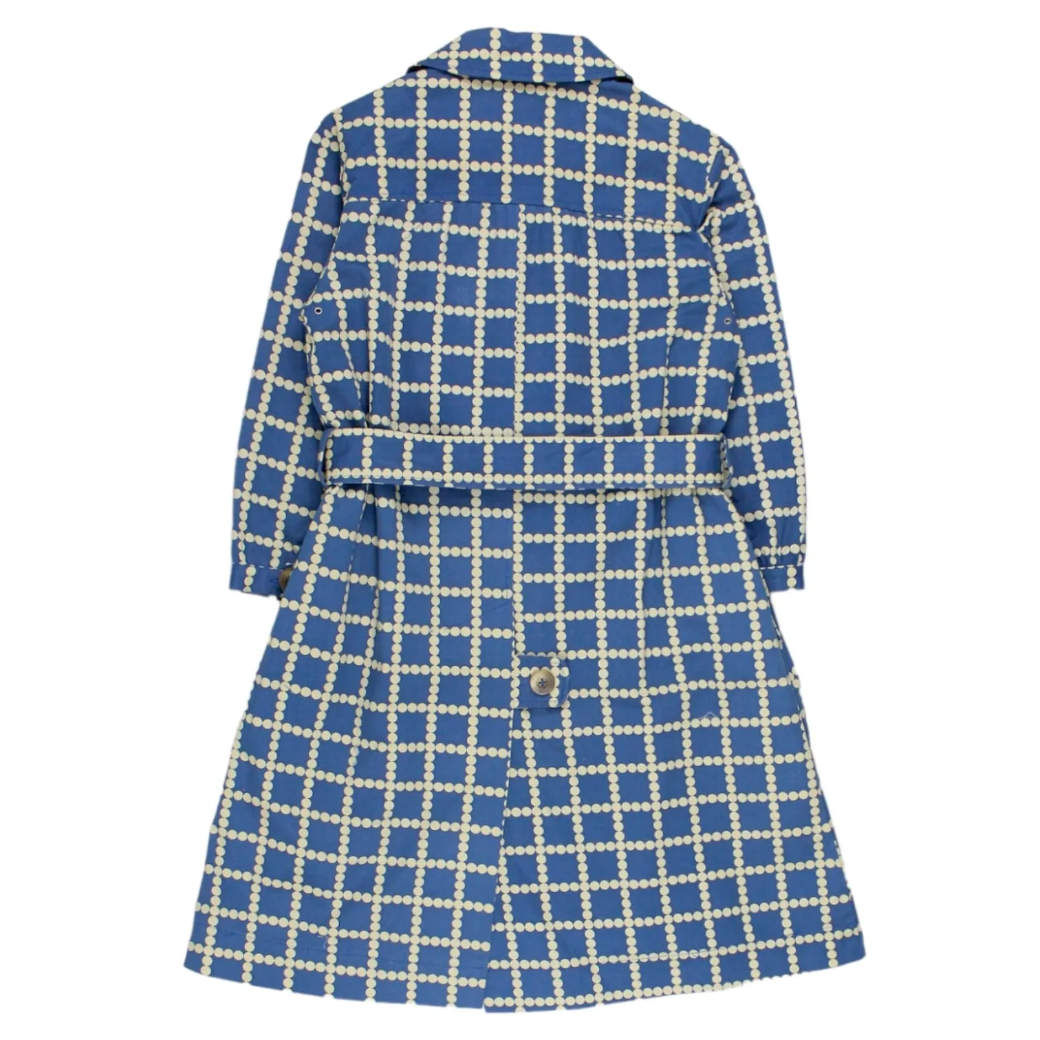 Olive and Orange Blue Dot Grid Coat