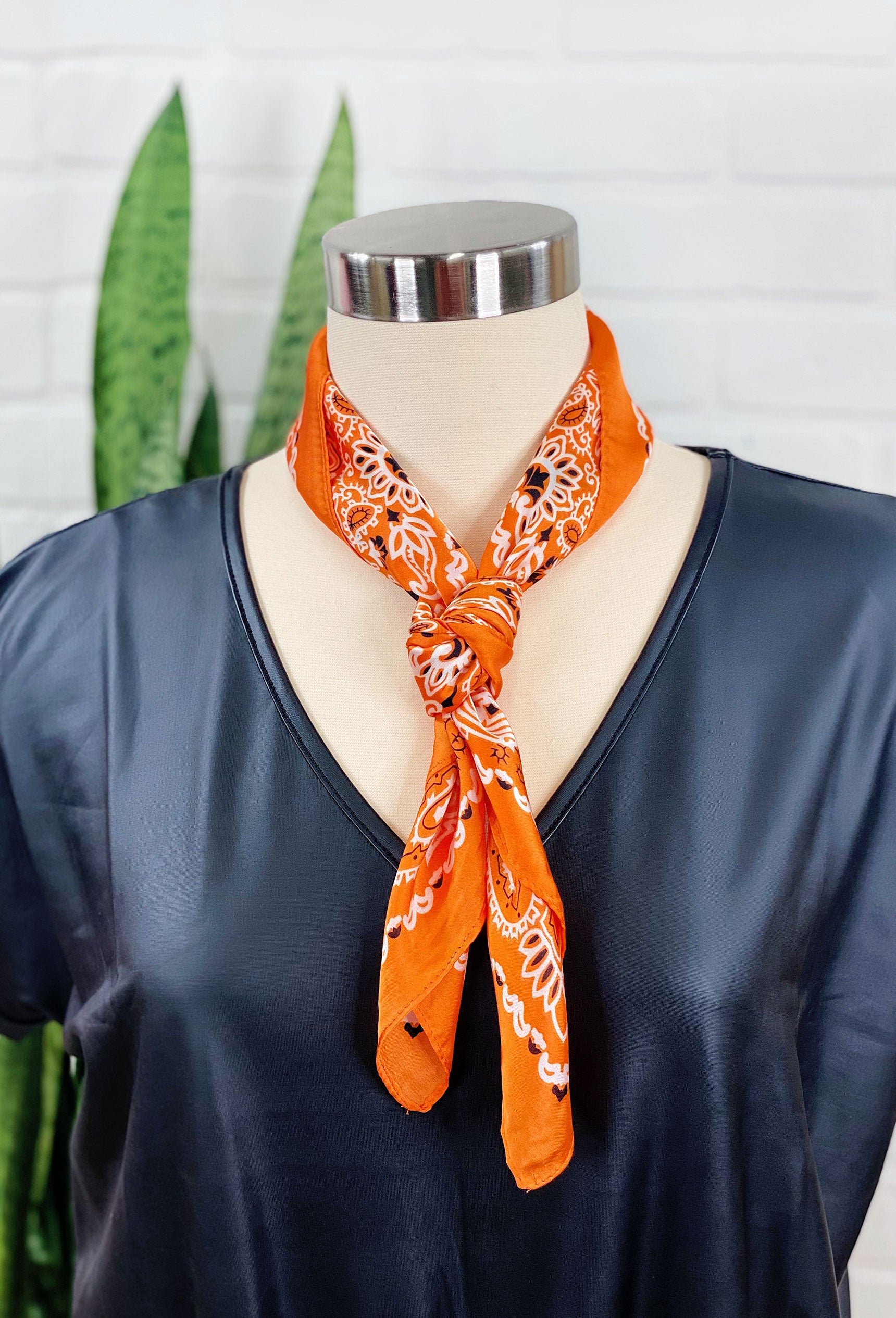 Orange Charlee Bandana Neck Scarf