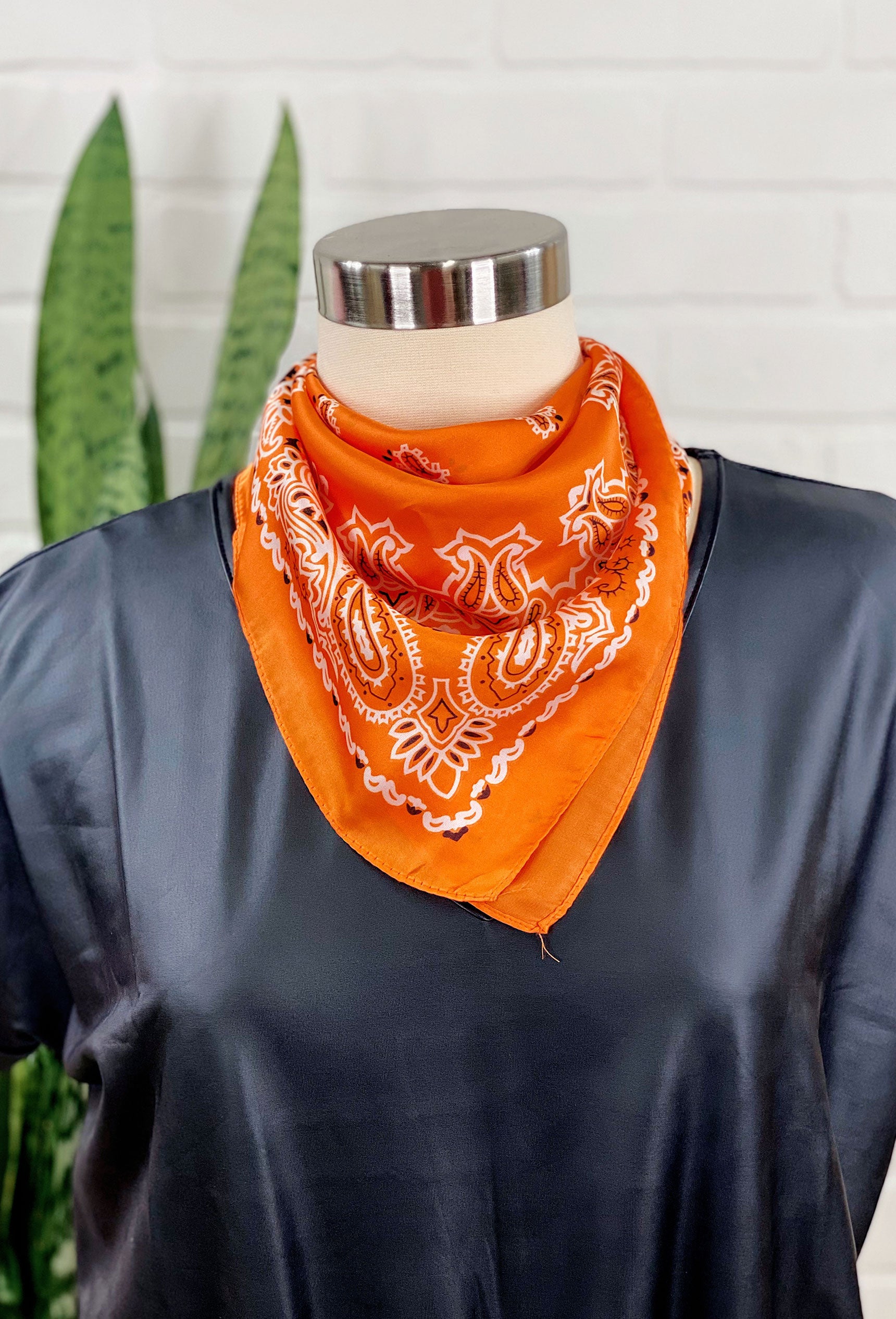 Orange Charlee Bandana Neck Scarf