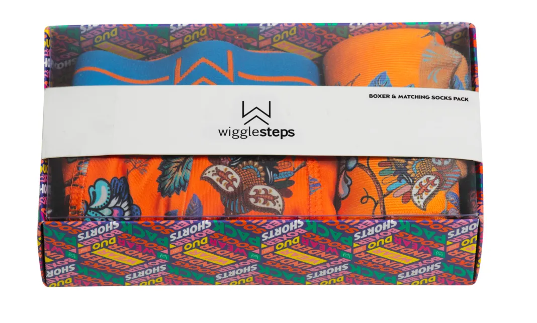 Paisley Print Orange Boxer Shorts