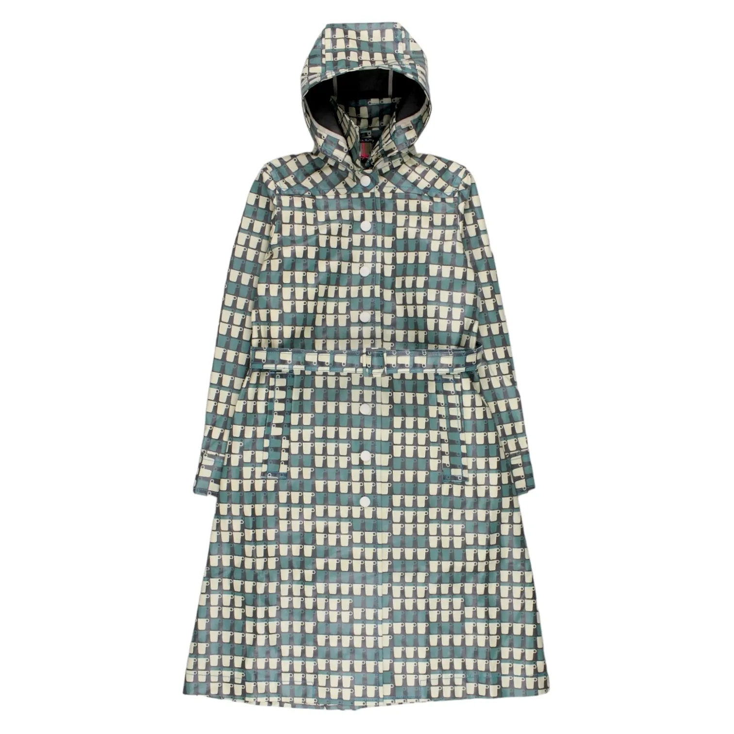 Orla Kiely Blue Stacked Cups Laminate Canvas Coat