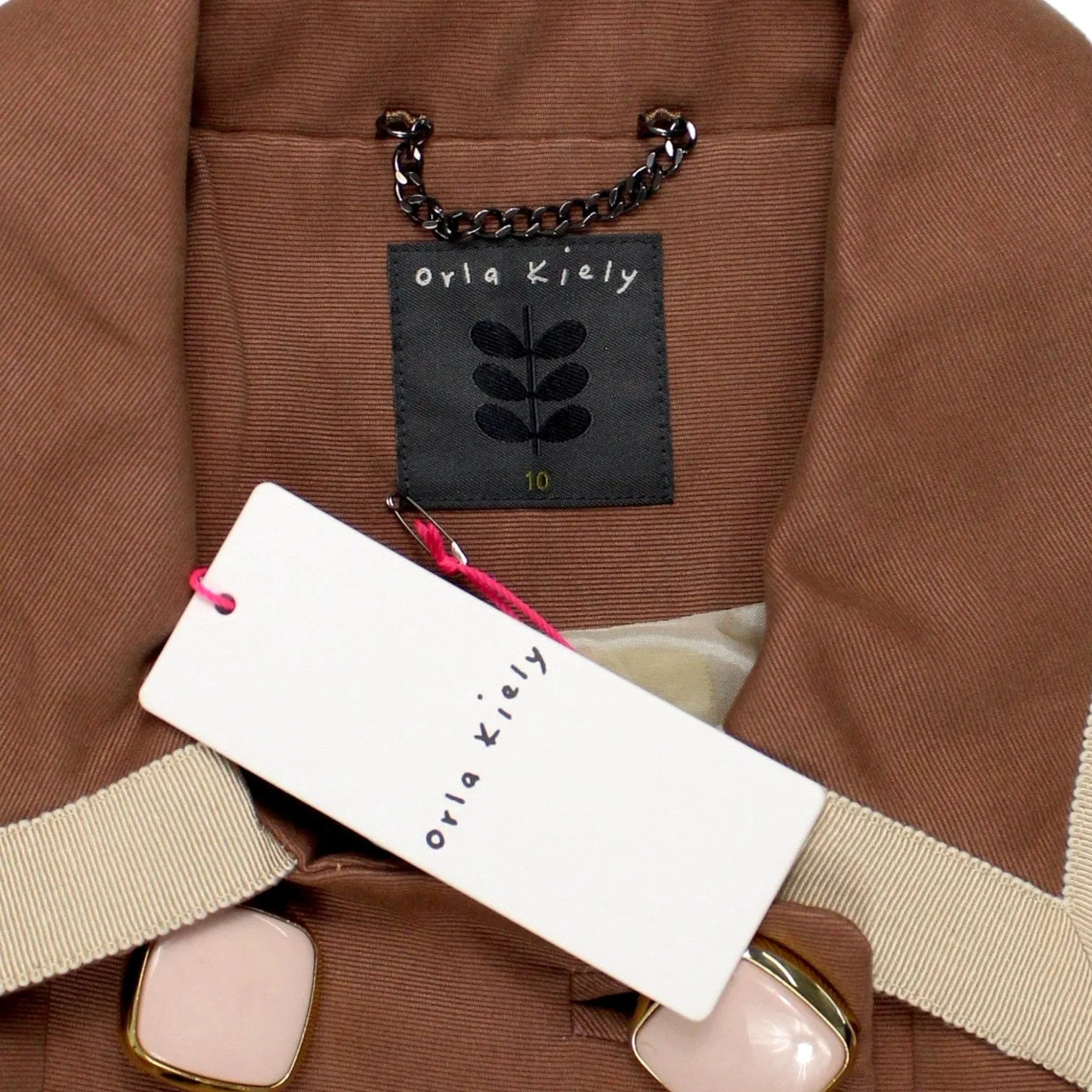 Orla Kiely Brown Grosgrain Detail Coat