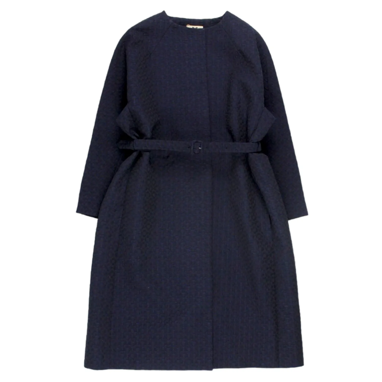 Orla Kiely Navy Floral Jacquard Open Coat