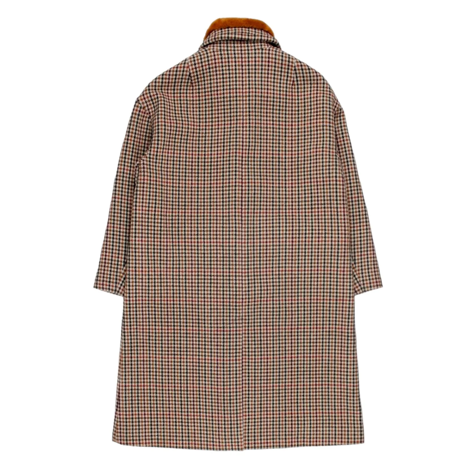 Orla Kiely Orange Cream Brown Check Coat