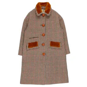 Orla Kiely Orange Cream Brown Check Coat