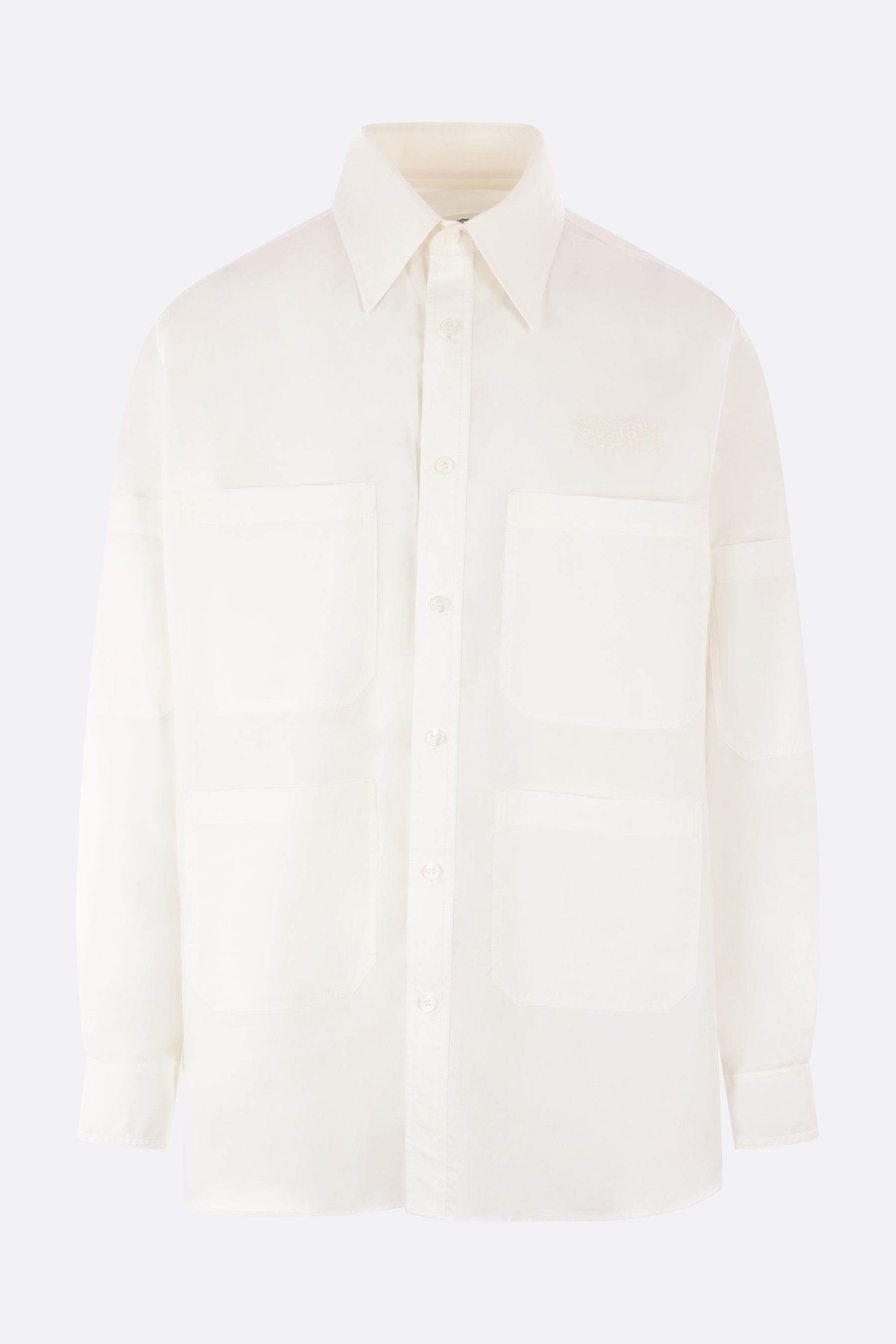 oversized shirt with numeric logo embroidery in poplin material