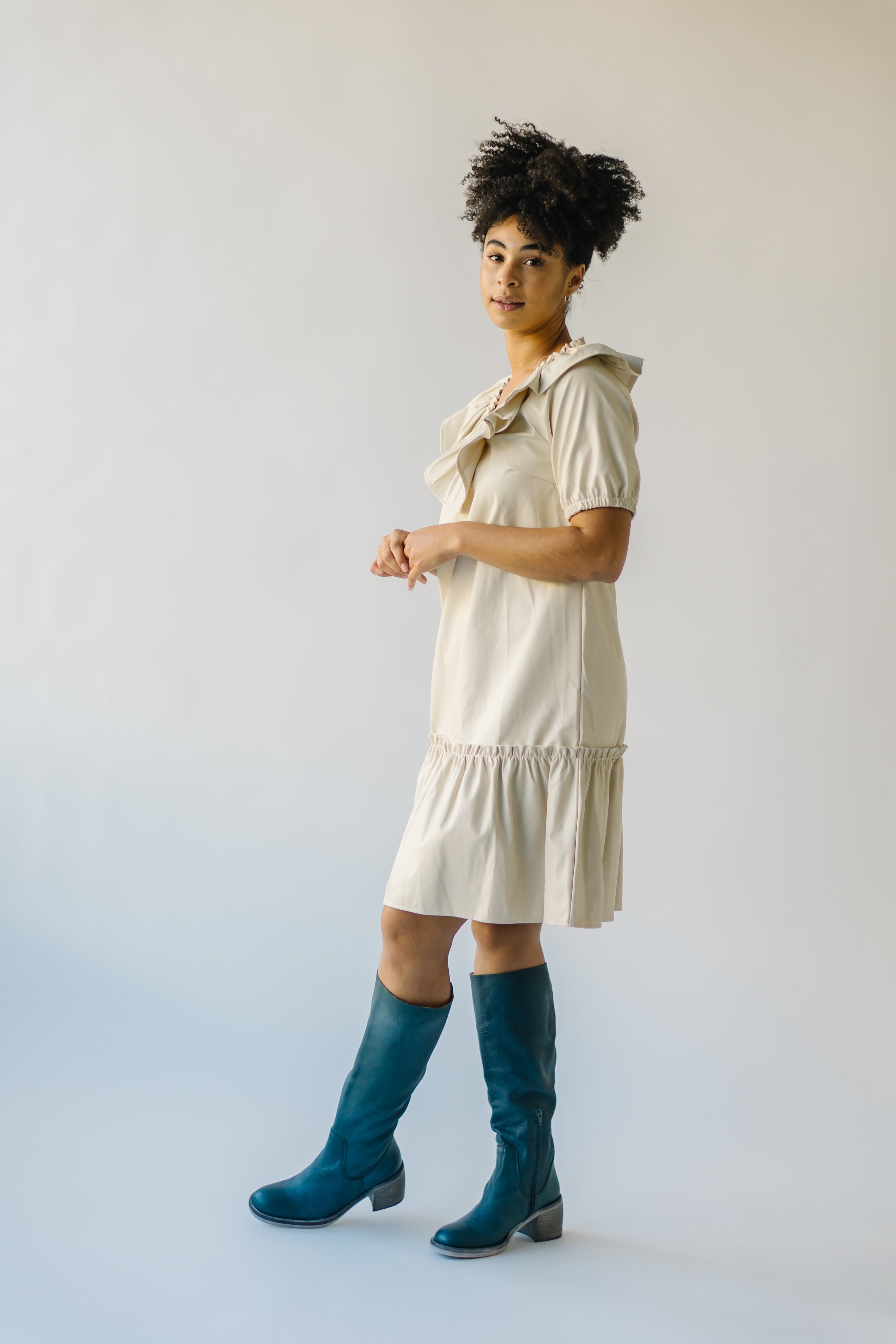 Pagosa Cream Faux Leather Dress