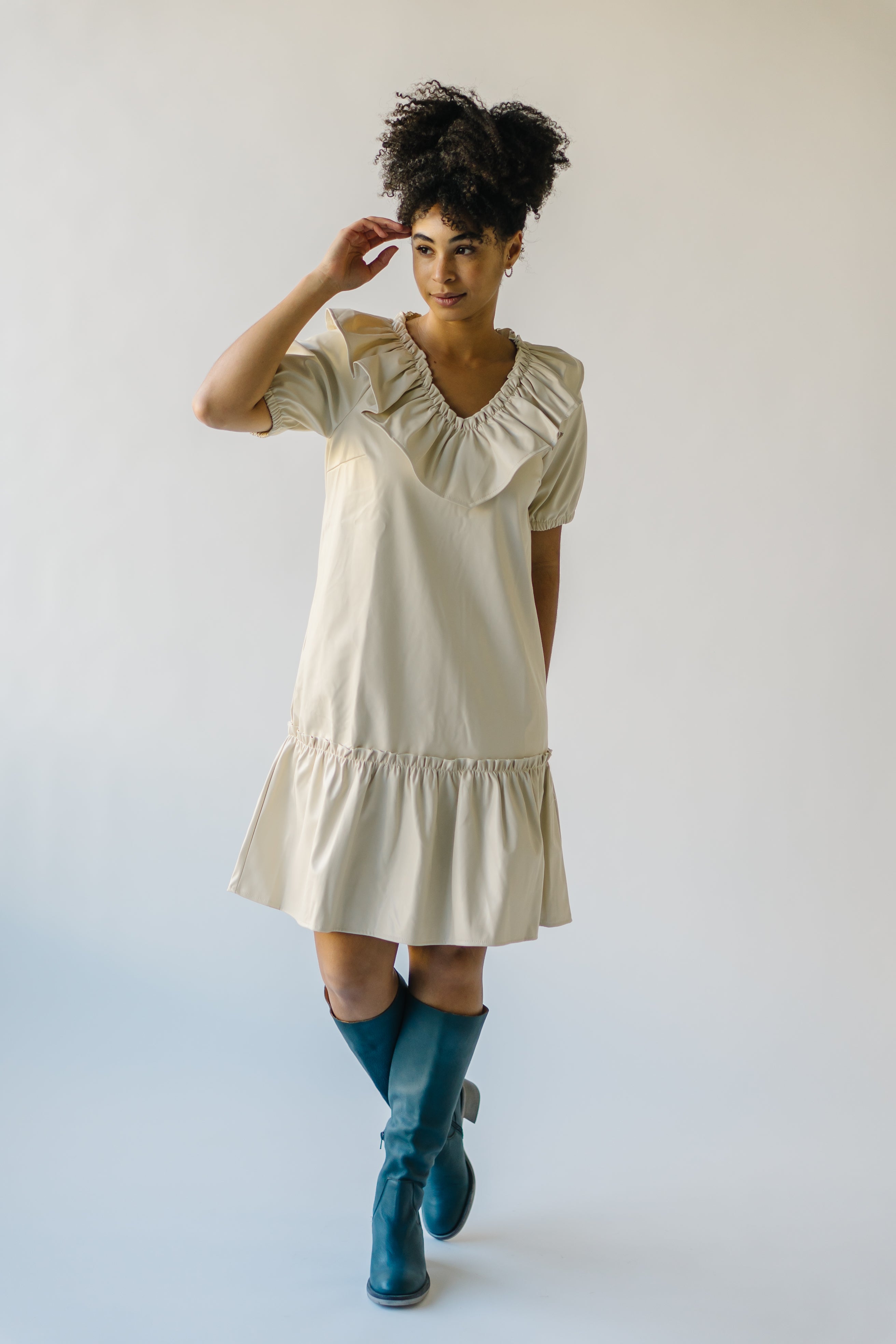 Pagosa Cream Faux Leather Dress