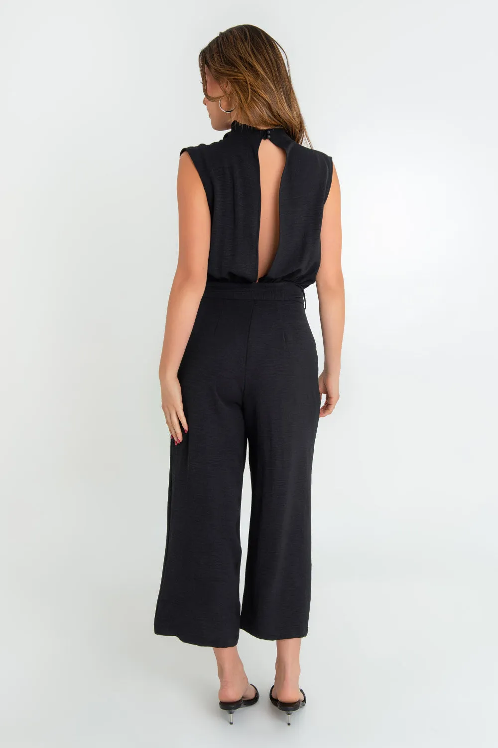 High Neck Pleated Culotte Palazzo