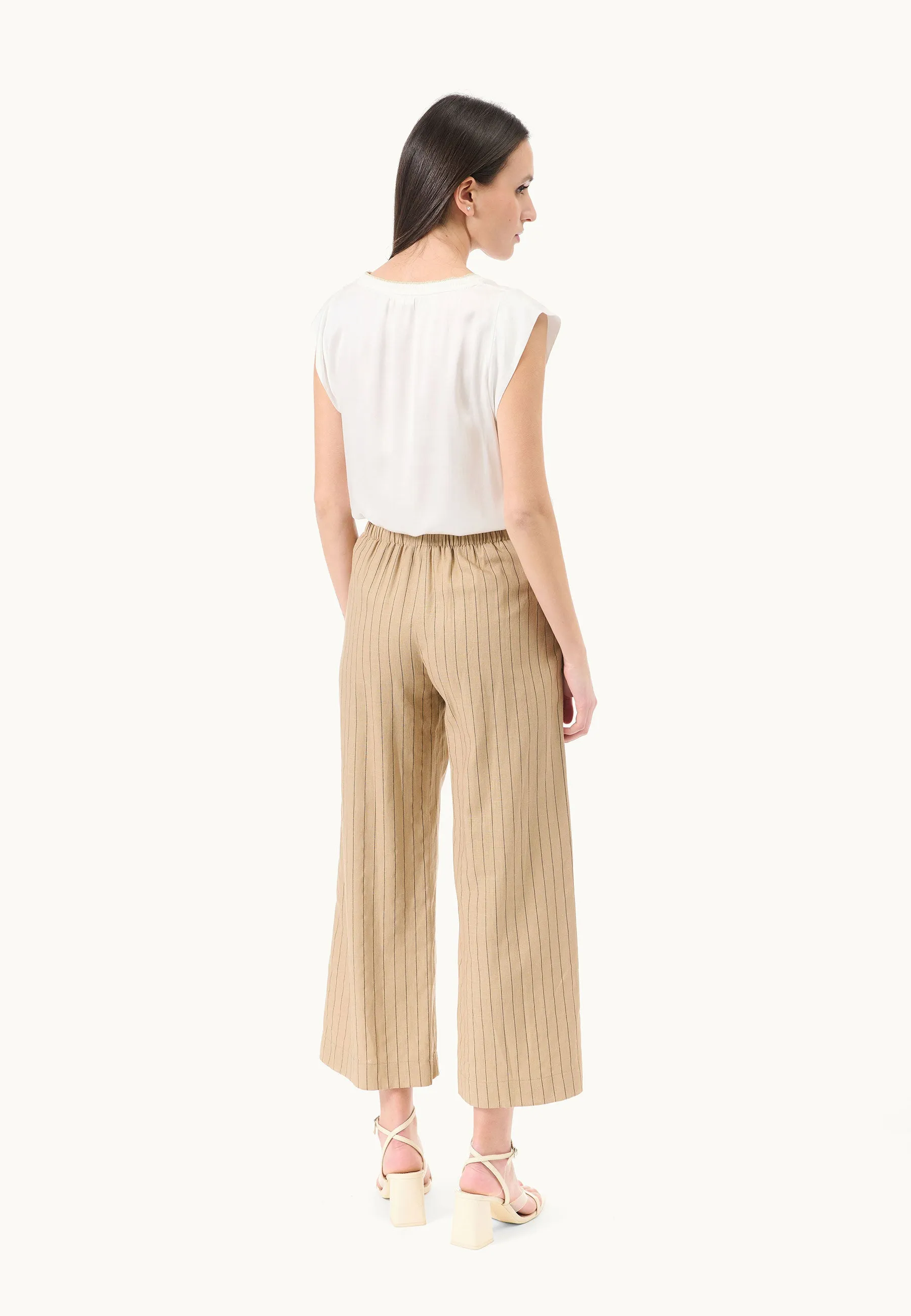 Cropped gessato pants