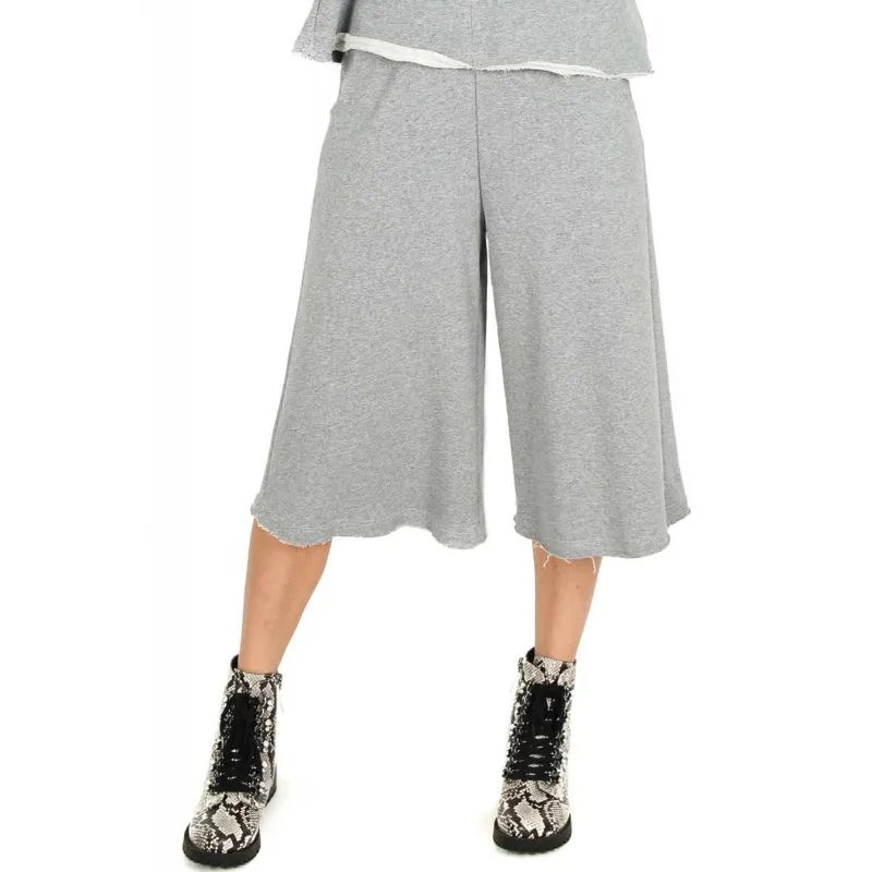 Gray Cropped Unfinished Hem Sweatpants