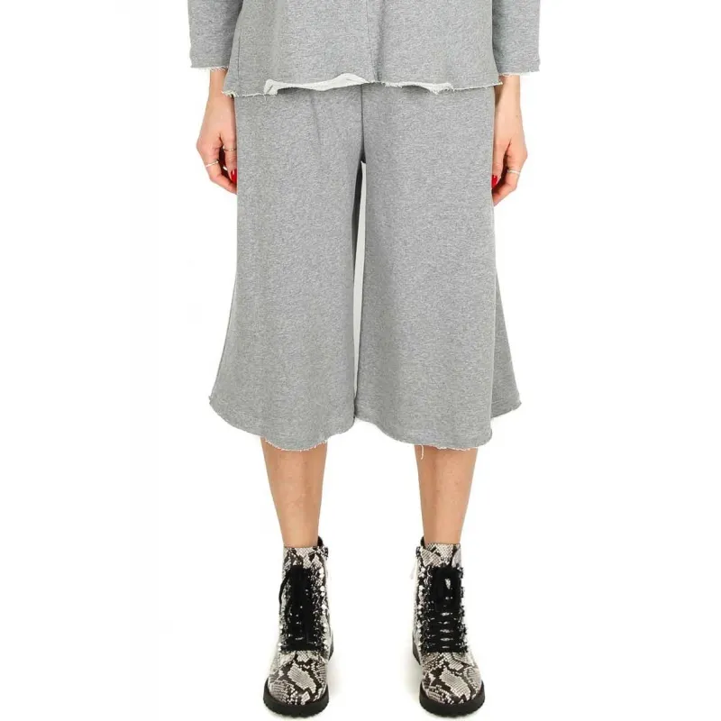 Gray Cropped Unfinished Hem Sweatpants