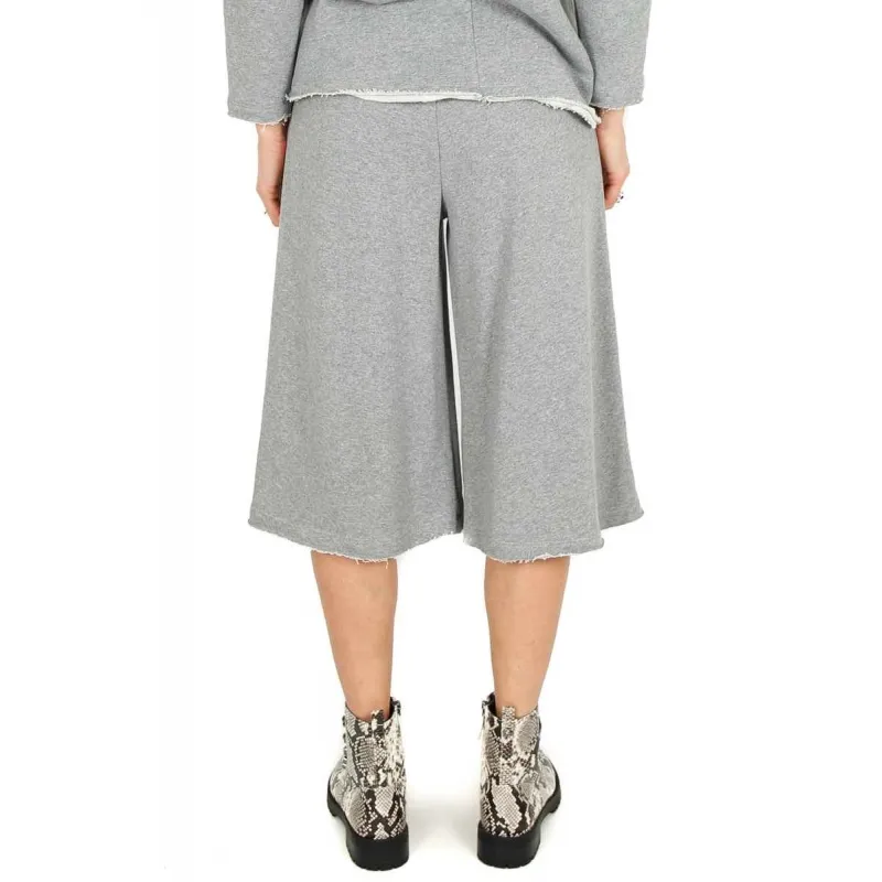 Gray Cropped Unfinished Hem Sweatpants