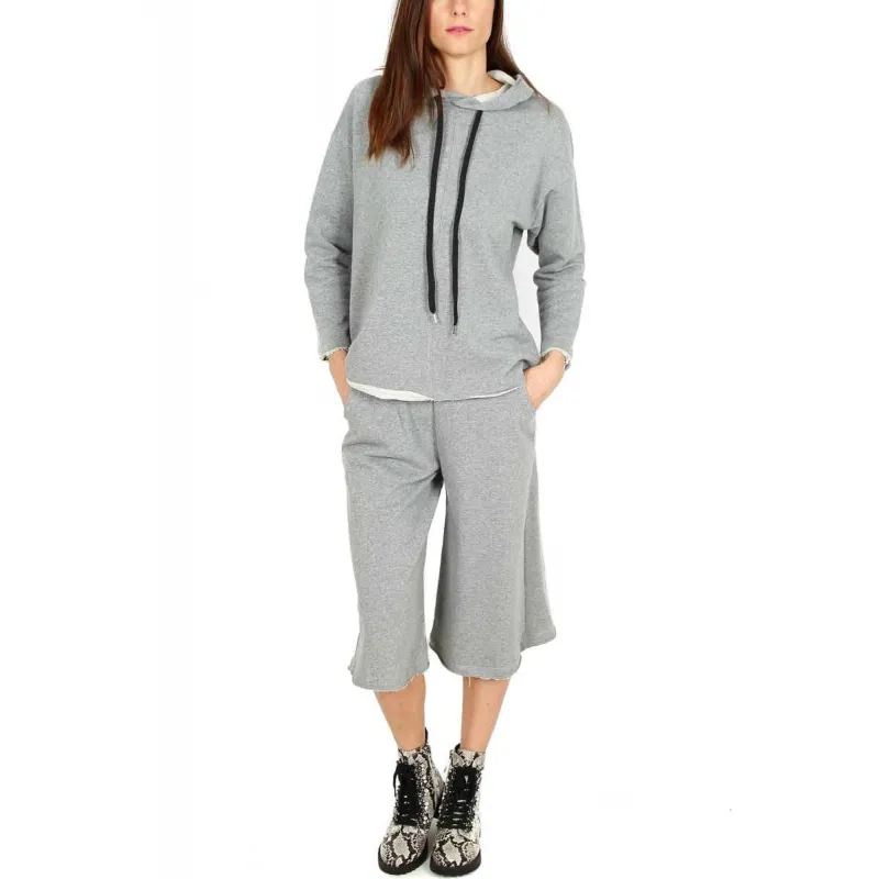 Gray Cropped Unfinished Hem Sweatpants