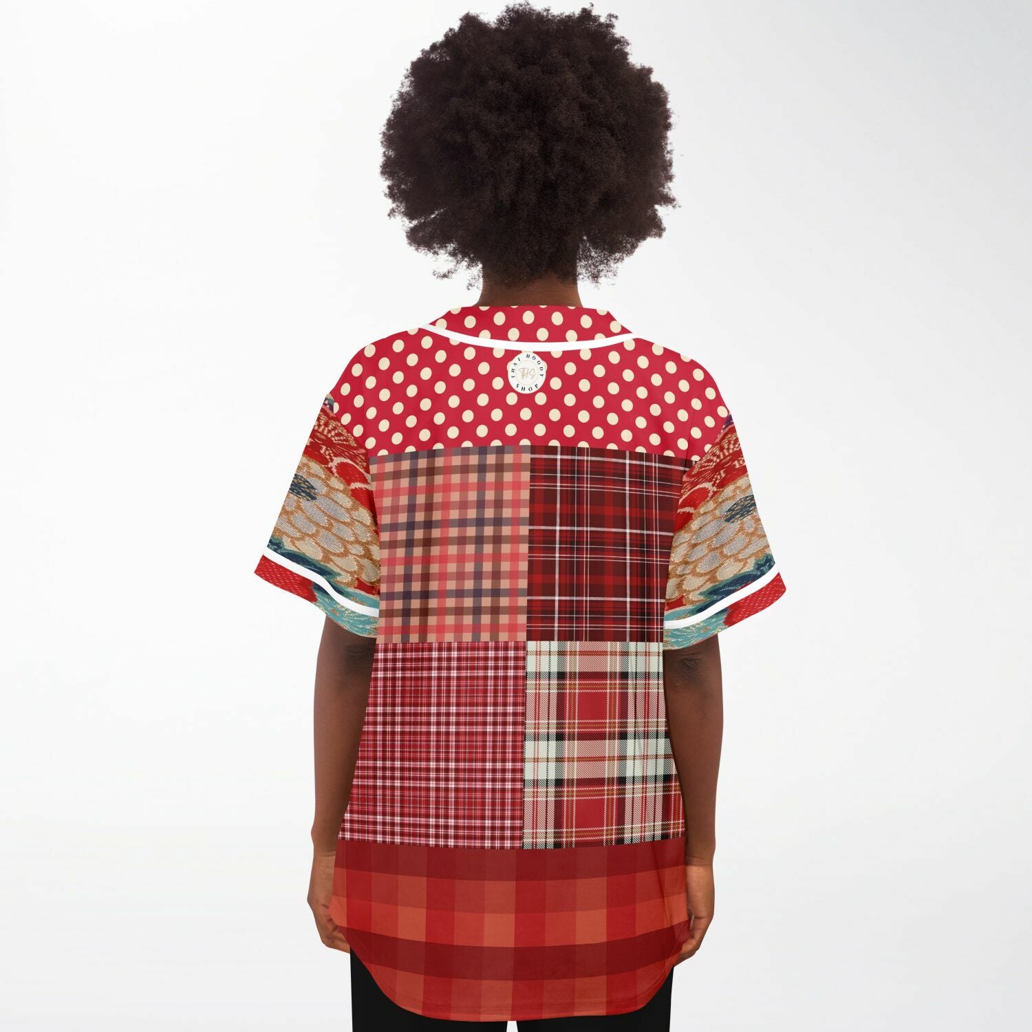 Patchwork Plaid Salsa Jersey Button Front