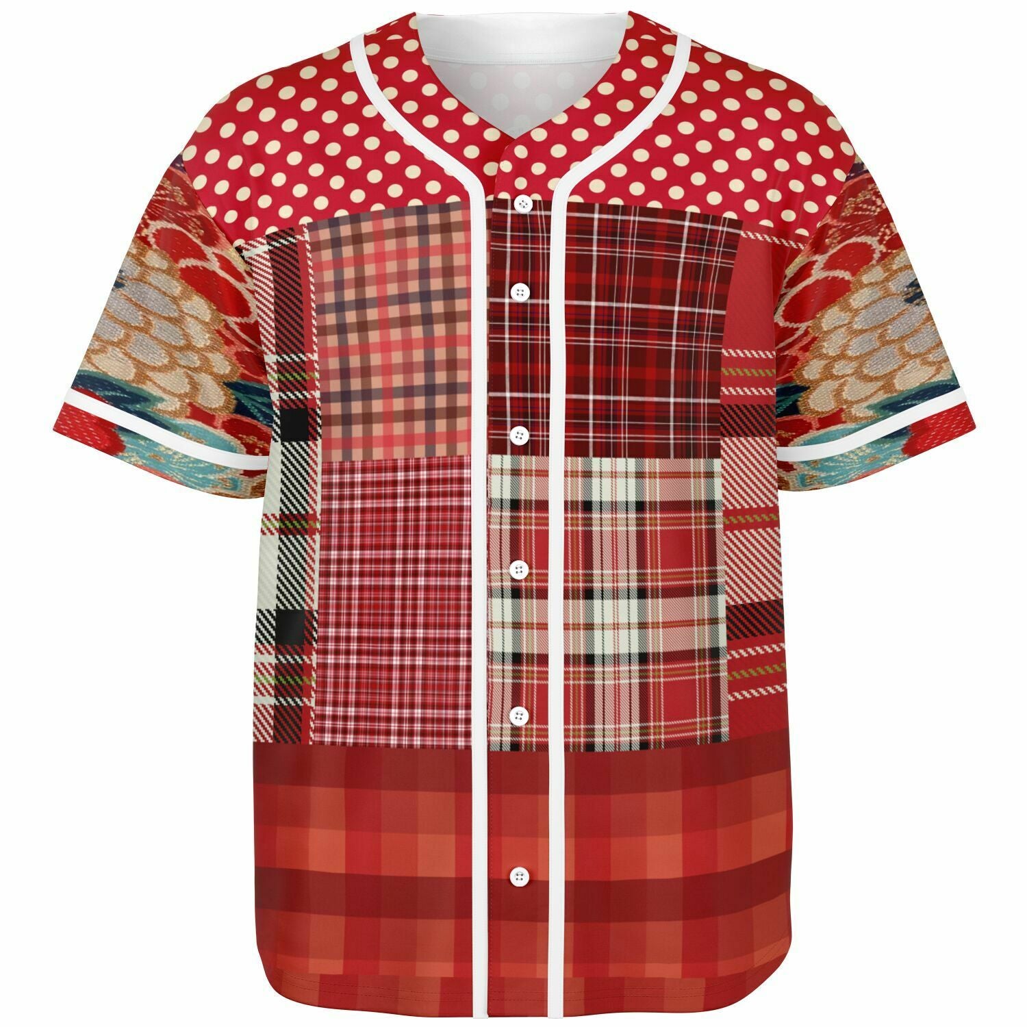 Patchwork Plaid Salsa Jersey Button Front