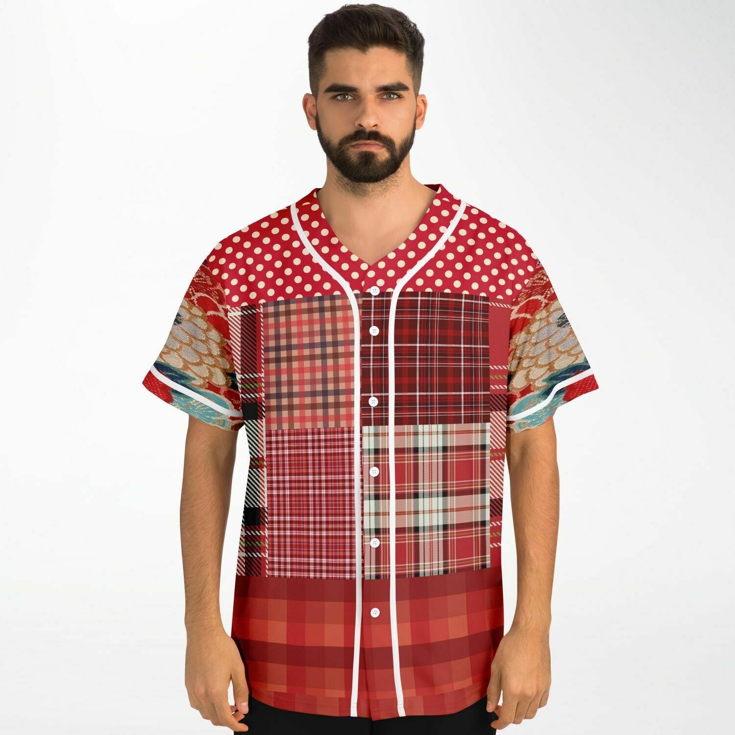 Patchwork Plaid Salsa Jersey Button Front