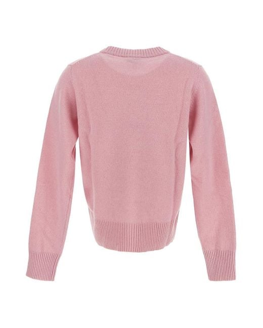 peach graphic O-neck pullover