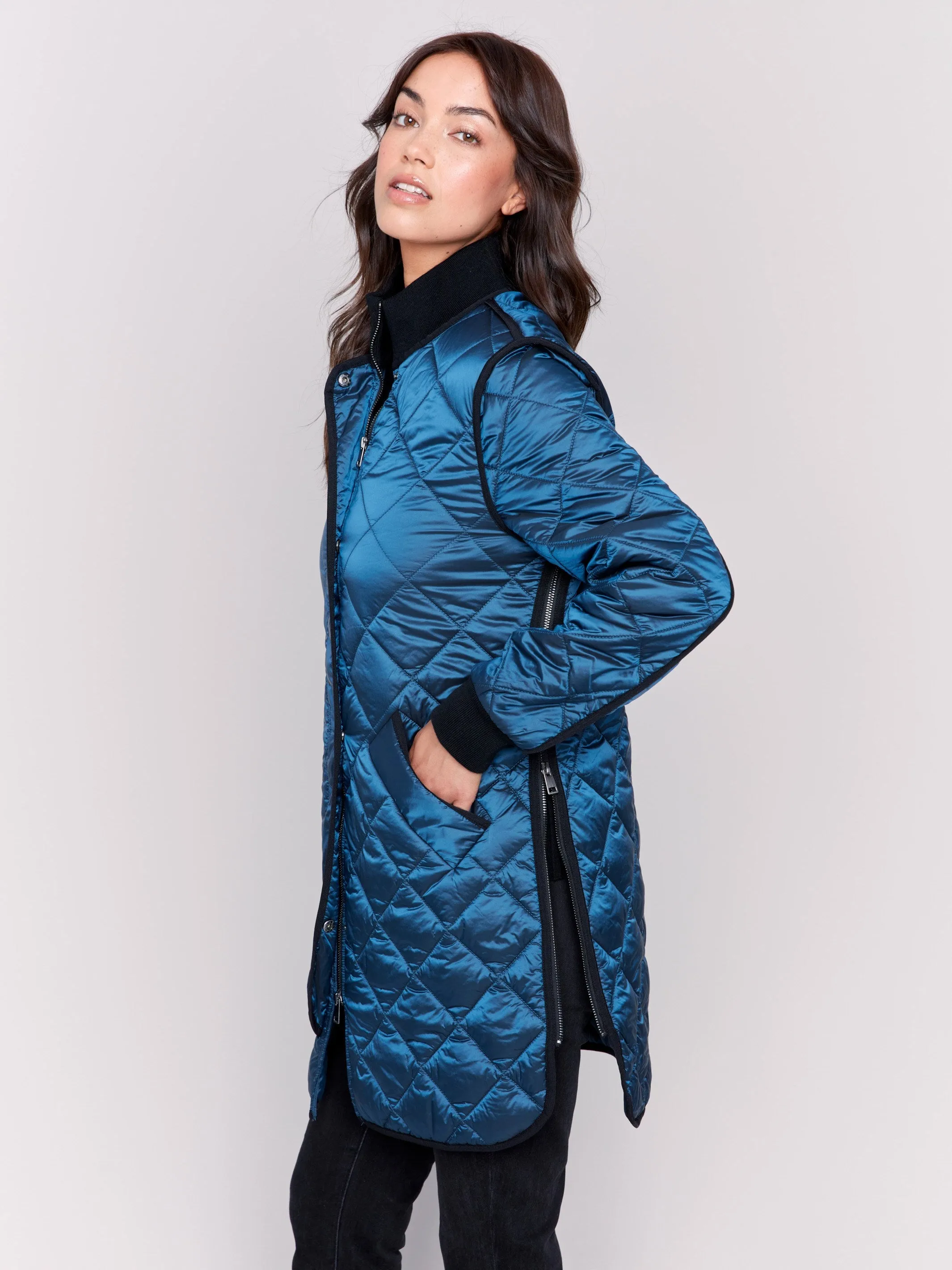 Peacock Long Quilted Puffer Jacket