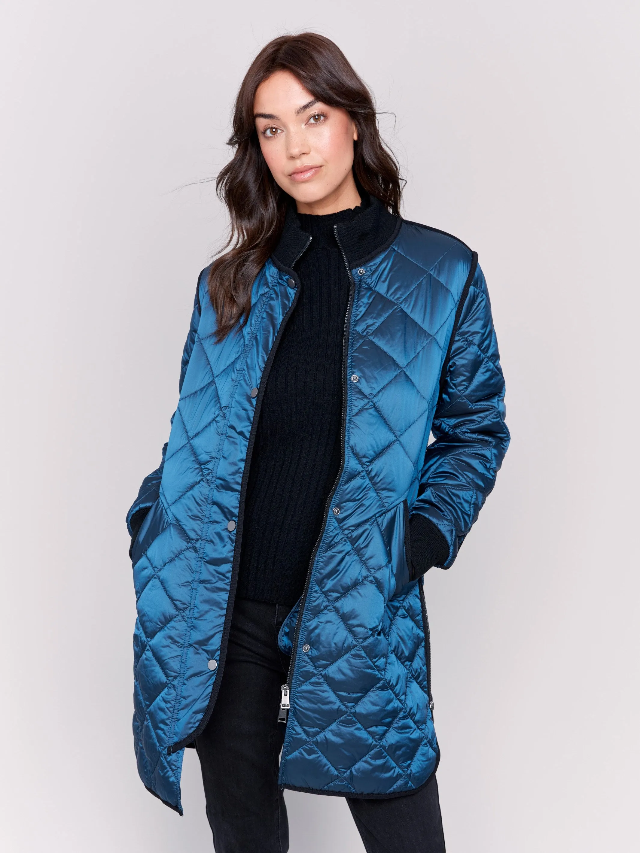 Peacock Long Quilted Puffer Jacket