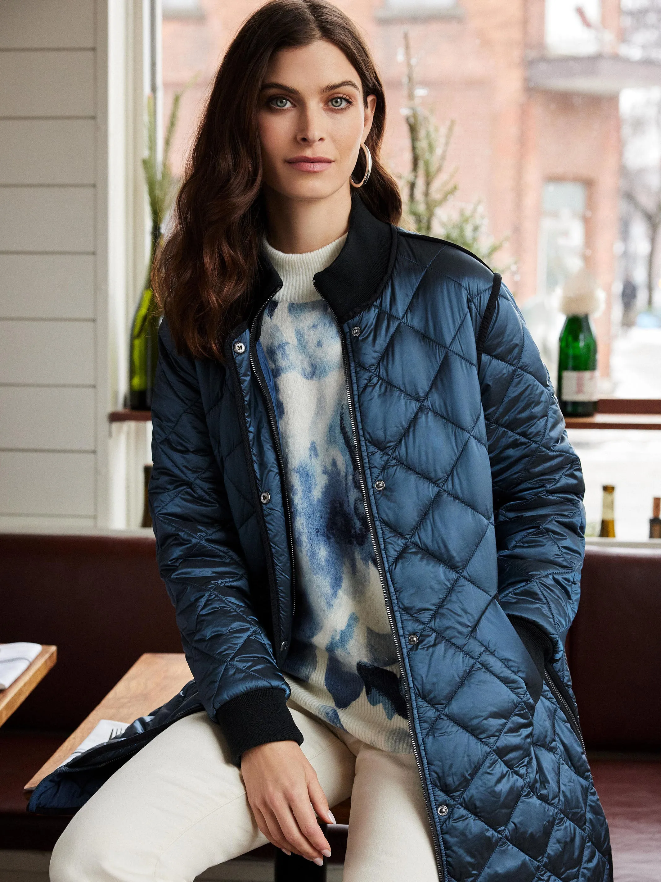 Peacock Long Quilted Puffer Jacket