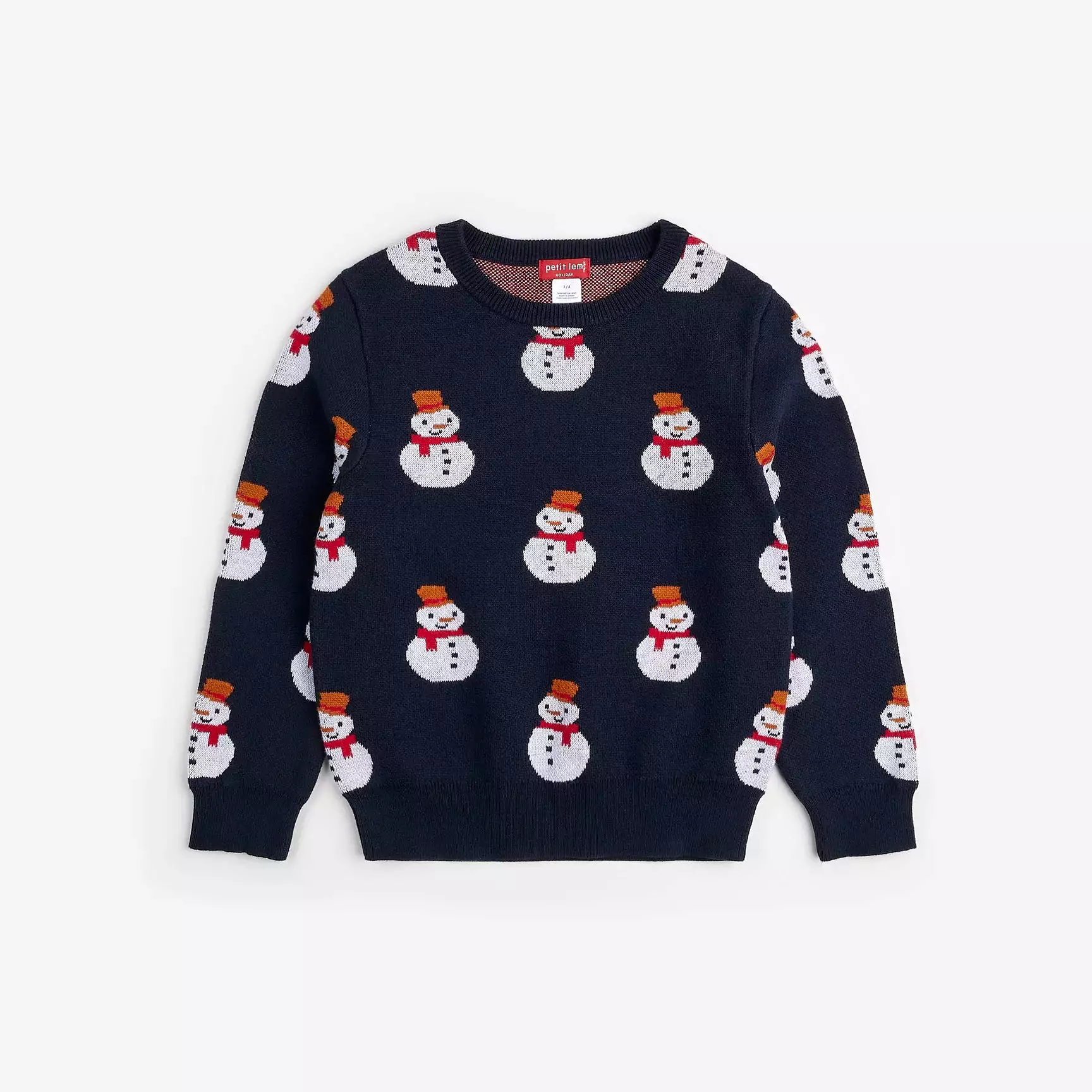 Petit Lem Snowman Dress Blue Knit Sweater